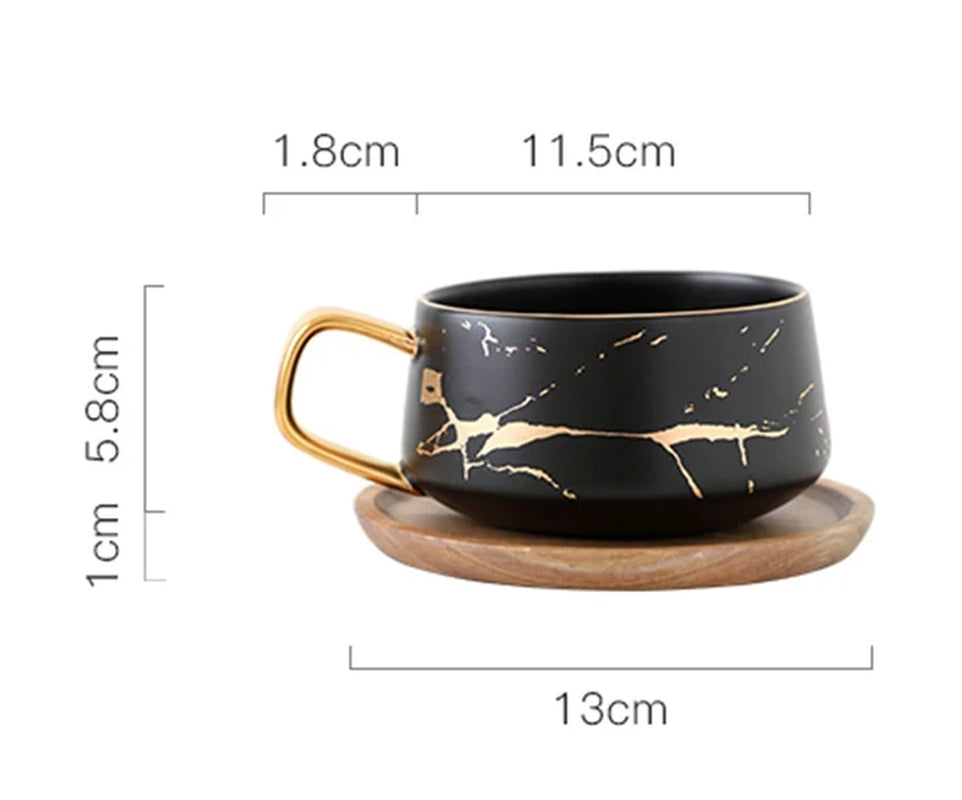 Luxury Nordic Marble Ceramic Coffee Cups Condensed Coffee Mugs Cafe Tea Breakfast Milk Cups Saucer Suit with Dish Spoon Set Ins