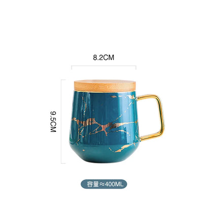 Luxury Nordic Marble Ceramic Coffee Cups Condensed Coffee Mugs Cafe Tea Breakfast Milk Cups Saucer Suit with Dish Spoon Set Ins