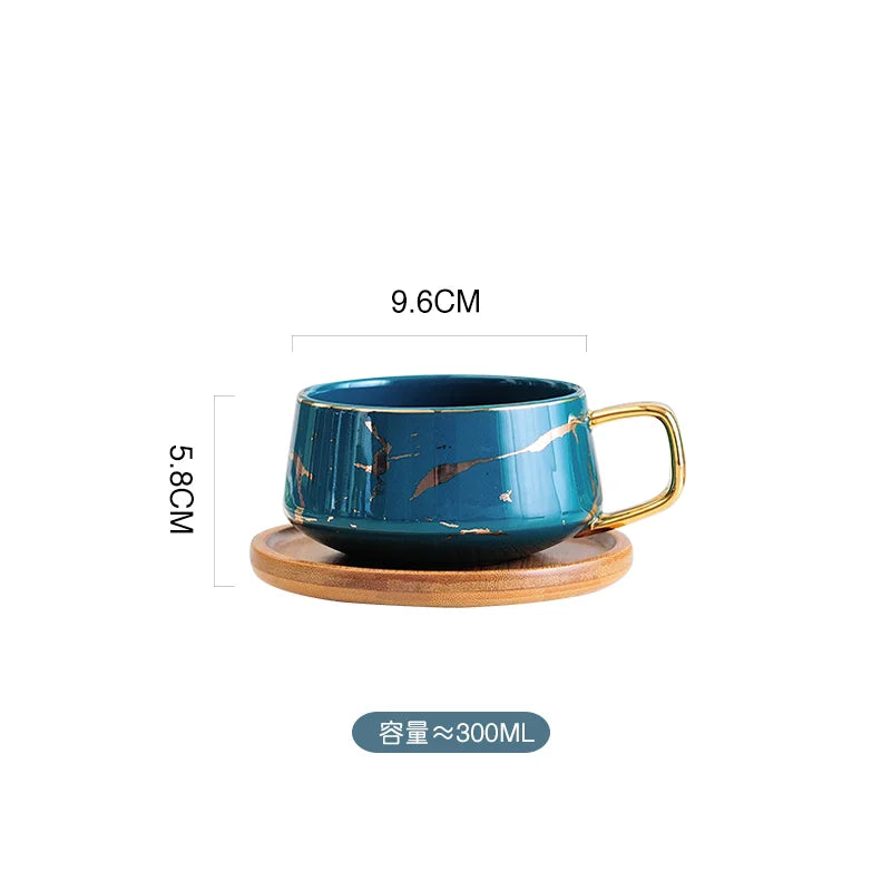 Luxury Nordic Marble Ceramic Coffee Cups Condensed Coffee Mugs Cafe Tea Breakfast Milk Cups Saucer Suit with Dish Spoon Set Ins
