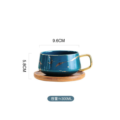 Luxury Nordic Marble Ceramic Coffee Cups Condensed Coffee Mugs Cafe Tea Breakfast Milk Cups Saucer Suit with Dish Spoon Set Ins