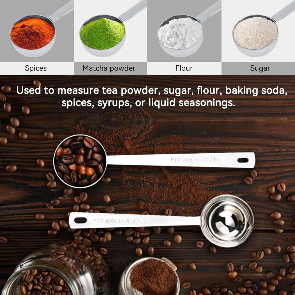 Stainless Steel Coffee Scoop, Tablespoon Measuring Spoon Long Handle Coffee Spoon for Kitchen Cafe Making