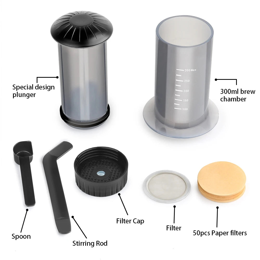 Espresso Coffee Maker Portable Cafe French Press Cafecoffee Pot for Aeropress Machine with Filters Paper Kit