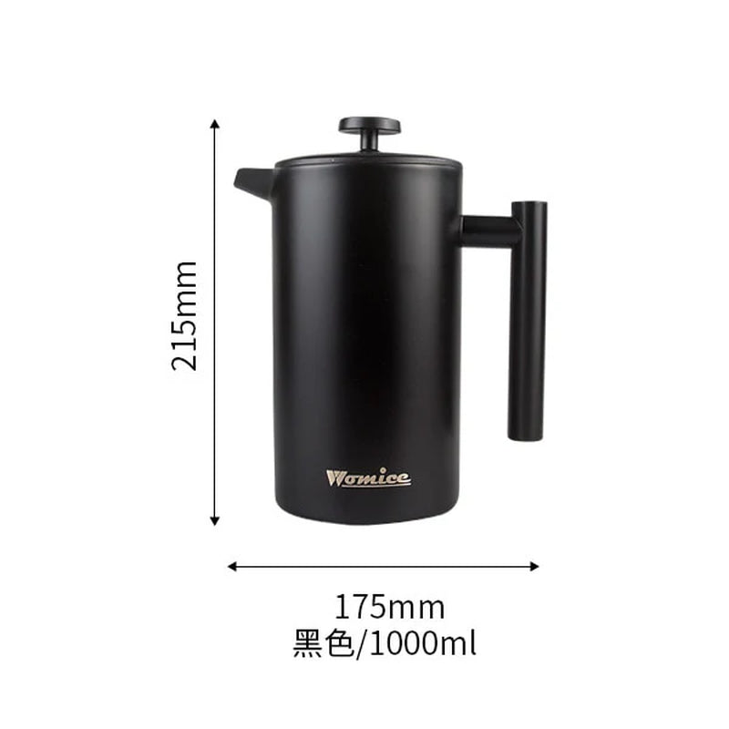1L Vacuum Double Wall Stainless Steel French Press Coffee Maker Cafe Pot Kitchen Accessories Teapot Free Shipping Cafe Machine