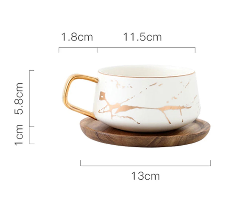 Luxury Nordic Marble Ceramic Coffee Cups Condensed Coffee Mugs Cafe Tea Breakfast Milk Cups Saucer Suit with Dish Spoon Set Ins