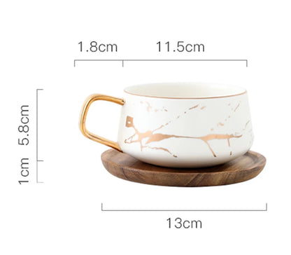 Luxury Nordic Marble Ceramic Coffee Cups Condensed Coffee Mugs Cafe Tea Breakfast Milk Cups Saucer Suit with Dish Spoon Set Ins