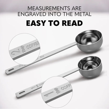 Stainless Steel Coffee Scoop, Tablespoon Measuring Spoon Long Handle Coffee Spoon for Kitchen Cafe Making